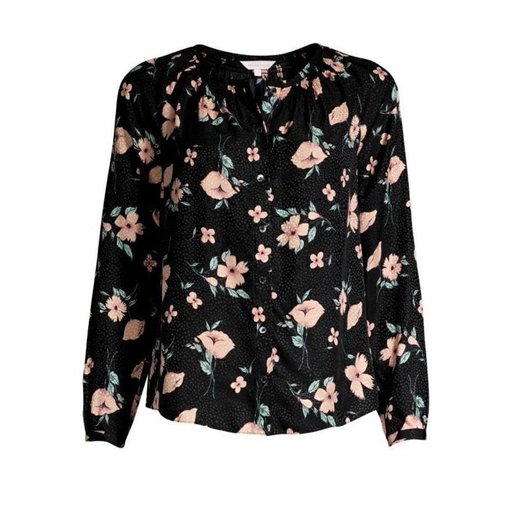 NWOT Rebecca Taylor Black Floral Jacquard Daniella Silk Blouse Size 2 Small